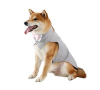 Costume de smoking pour chien, tenue de mariage en lin avec nœud papillon amovible, bandana amovible, chemise formelle pour chiot, gilet d'anniversaire, taille L (gris)