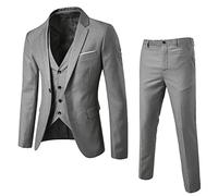 Costume de smoking pour homme 3 pièces - Costume pour homme 3 pièces - Costume d'affaires - Gilet formel - Pantalon à une rangée à 1 bouton - Costume d'affaires classique pour homme, gris, 5XL