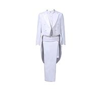 Costume de smoking pour homme, coupe ajustée, costume formel spectacle de magie, veste à queue-de-pie, veste cosplay déguisement, veste fête prince smoking broderie blazer manteaux, blanc, L