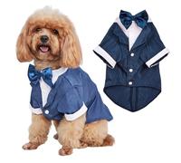Costume de smoking pour petit chien avec trou de traction, vêtement de fête de mariage, costume de festival pour animaux de compagnie, vêtements formels pour prince et gentleman pour chiens de petite