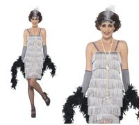 Costume De Soirée Femme Argenté Années 1920 Gatsby Tailles S-XXL