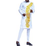 Costume De Soirée Pour Hommes Africains Chemise Et Pantalon Ensemble 2 Pièces Tenues Traditionnelles Dashiki Vêtements À La Mode Tenues Coupe Slim Survêtement Pour Fête De Mariage ( Color : 1 , Size :
