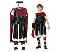 Costume de soldat pour garçons, Roman Soldier Costume Kids, Cosplay for Boys comprend le bandeau, la robe (y compris le cap), la couverture des manches, les sangles de jambe pour le cosplay Halloween