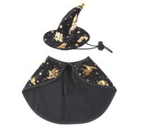 Costume de sorcier de chat - Conception de tissu avec impression dorée, style de robe magique réglable, cape légère pour animal de compagnie, tenue de fête d'Halloween | pour chats, chatons, chiots