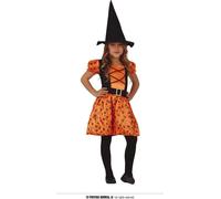 Costume de sorcière citrouille pour fille, taille:128/134