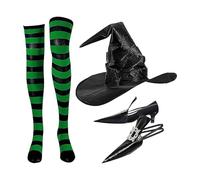 Costume de sorcière d'Halloween - Costumes d'Halloween pour femme | Kit de déguisement d'Halloween | Déguisement de fête d'halloween 3 pièces, décoration de chaussures de sorcière pointues