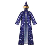 Costume de Sorcière D'halloween pour Enfant,Cape de Sorcier Sorcière | Cape du Magicien D'halloween avec Chapeau Enfant Cosplay Costume pour Fête de Cosplay D'halloween Garçon Fille
