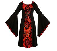 Costume de sorcière effrayant pour Halloween, déguisement de vampire | Robe longue médiévale de la Renaissance avec motif floral et manches cloches pour fête d'Halloween