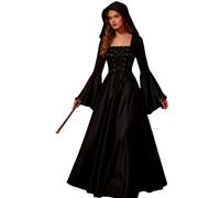 Costume de sorcière médiévale - Costume de fête effrayant - Costume de sorcière pour Halloween, fête, cosplay, événement, maison effrayante, théâtre, amies