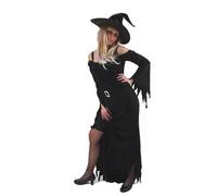 Costume De Sorcière Noir Avec Robe + Chapeau Halloween Vampiresse Sorcière K40
