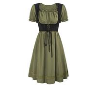 Costume de sorcière pour femme - Robe à col carré - Manches courtes - Costume médiéval du médecin de la peste (vert armée, XXL)