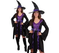 Costume De Sorcière Pour Femmes D'Halloween Tenue Élégante Satanique UK 8-18