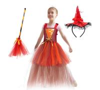 Costume de sorcière pour fille, Halloween, bal masqué, jupe avec chapeau et | Costume de sorcière pour enfant - Pour fête masquée, photographie, Noël, carnaval