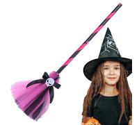 Costume de sorcière pour filles - Balai de chapeau de déguisement fantaisie pour cosplay de sorcière - Fête à thème de jeu de rôle Cossplay chapeau de manche à balai pour la maison, l'école