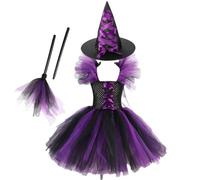 Costume de sorcière pour les filles Avec un chapeau et un balai, une robe | Tenues De De Rôle Pour Pour Fête, Mascarade, Carnaval Et Scène De Théâtre