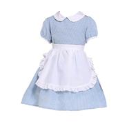 Costume de soubrette française Lolita pour filles - Robe d'Halloween avec tablier pour enfants - Robe midi mignonne à carreaux bleus - Déguisement kawaii (bleu clair, 120, 110-120 cm)