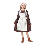 Costume de soubrette traditionnelle allemande pour filles - Robe traditionnelle traditionnelle allemande avec tablier à manches longues - Tenue bavaroise pour Halloween, fête de la bière (café, 12 à
