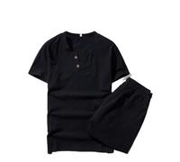 Costume de Sport Homme Été Casual Ensembles Mode Pas Cher Fitness Tees Wild Basic T-Shirt Shorts Noir 8XL