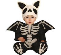 Costume de squelette de chauve-souris pour jeunes enfants Costume de bébé pour Halloween noir-blanc 12-18 mois
