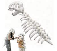 Costume de squelette de dinosaure 3D réaliste pour Halloween, coiffe de spinosaure avec colonne vertébrale en peluche, accessoires de cosplay à thème tête de mort - Blanc, 116 cm