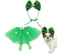 Costume de St Patrick pour chien - Costume de chiot vert, costume de vacances pour chien | Jupe tutu irlandaise pour animal de compagnie - Jupe de ballet et bandeau en dentelle pour chiens de petite