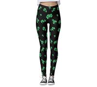 Costume de St Patrick pour femme - Legging doux et doux pour la Saint-Patrick - Trèfle irlandais - Collants de gym et de yoga - Trèfle de Noël - Taille haute - Contrôle du ventre, B_c, M