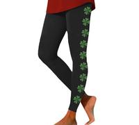 Costume de St Patrick pour femme - Legging doux et doux pour la Saint-Patrick - Trèfle irlandais - Collants de gym et de yoga - Trèfle de Noël - Taille haute - Contrôle du ventre, H_noir, M