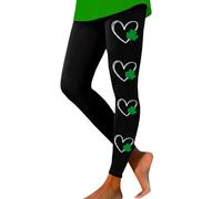 Costume de St Patrick pour femme - Legging doux et doux pour la Saint-Patrick - Trèfle irlandais - Collants de gym et de yoga - Trèfle de Noël - Taille haute - Contrôle du ventre, F_black, XL