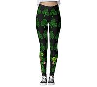 Costume de St Patrick pour femme - Legging doux et doux pour la Saint-Patrick - Trèfle irlandais - Collants de gym et de yoga - Trèfle de Noël - Taille haute - Contrôle du ventre, B_d, XL