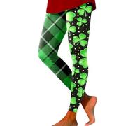 Costume de St Patrick pour femme - Legging doux et doux pour la Saint-Patrick - Trèfle irlandais - Collants de gym et de yoga - Trèfle de Noël - Taille haute - Contrôle du ventre, J_noir, S