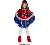 Costume de super-héroïne pour fille Super Hero rouge bleu robe, taille:128/134