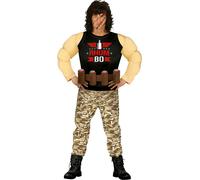 Costume de super-héros pour enterrement de vie de garçon T-shirt camouflage pantalon, taille : 48 - 50 (M) Couleur : brun