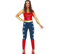 Costume de super-héros Tenue de dessin animé Carnaval Figure de héros Chic Rouge Bleu, Taille : 36 - 38 (S) Couleur : Bleu