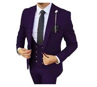 Costume De TéMoin Costume de Mariage 3 pièces for Homme, Coupe Slim, avec Revers en Pointe (Blazer, Pantalon, Gilet)(Purple,4XL(EU58 Or US48))