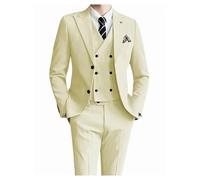 Costume De TéMoin Costumes de Luxe for Hommes, Coupe Slim régulière, 3 pièces, Blazer, Gilet et Pantalon, smokings de Bal, Blazer d'affaires, Gilet et Pantalon(Yellow 3pcs,M)
