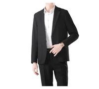Costume De TéMoin Ensemble 2 pièces Printemps-Automne for Homme, Blazer de Couleur Unie, Costume Complet de Luxe for Jeunes, vêtements for Hommes, Vestes et Pantalons(Black 2 Pcs Set,4XL)