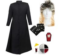 Costume de vampire des années 80 pour adultes inspiré du personnage emblématique du film David avec veste plumeau, perruque mulet, gants cloutés, crocs et peinture pour le visage - Taille STD