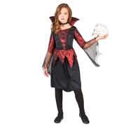 Costume de vampire d'Halloween en satin pour fille S 4-6 ans (110-120 cm)