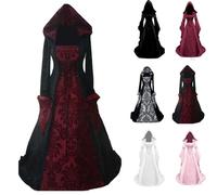 Costume de vampire d'Halloween pour femme - Robe gothique médiévale - Robe de princesse - Dia insolite - Los Muertos - Sorcières Viking - Grandes femmes - Nonnes diables - Zombie - Mariée - Cosplay