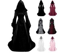 Costume de vampire d'Halloween pour femme - Robe gothique médiévale - Robe de princesse - Dia insolite - Los Muertos - Sorcières Viking - Grandes femmes - Nonnes diables - Zombie - Mariée - Cosplay