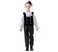 Costume de vampire effrayant pour garçons - Costume de vampire royal pour Halloween et costumade avec chemise, pantalon, chapeau - Déguisement royal (noir, 5 à 6 ans)