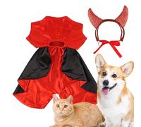 Costume de vampire pour chat avec bandeau en corne | Cape amusante pour animaux de compagnie, chatons, chiots, vacances, jeux de rôle, mascarade, carnaval et célébrations