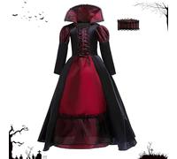 Costume de Vampire pour Filles - Déguisement Fantaisie de Reine Vampire Noble Gothique | Accessoires Effrayants pour Halloween Carnaval École Cosplay Accessoire Photo Spectacles Fête