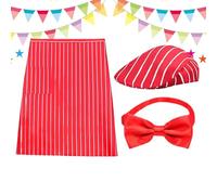 Costume De Vendeur De Chien Chaud | Tablier Carnaval Réglable Rayé Rouge Et Blanc - Kit Costume Années 50 De Serveuse Avec Chapeau Et Arcs | Pour Spectacles De Théâtre Anniversaires Fêtes Et Perform