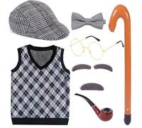 Costume de vieil homme cosplay accessoires de scène adulte années 1920 pour homme professeur perruques ensemble école histoire produit grand-père pour enfants pour garçons grand-mère pour vieux