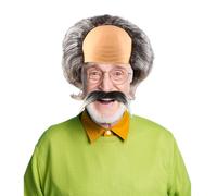 Costume de vieil homme Halloween Costumes Old Man Wig et Fake Beard Costume Old Man Bald Perruque Cap ? Moustache artificielle Ensemble pour le cosplay Dress Up Carnival Halloween Party