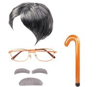 Costume de vieil homme Yewong, ensemble d'accessoires pour grand-p re, perruque et lunettes de vieil homme, moustache et sourcils gonflables pour
