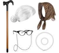 Costume de vieille femme pour fille - Respirant - Pour fête scolaire et fête - Accessoires de cosplay
