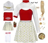 Costume de zombie Woman4 pour filles, déguisement de pom-pom girl Nova Cosplay avec perruque, boucles d'oreilles, bracelet, ensemble d'Halloween (b+wig, 120)