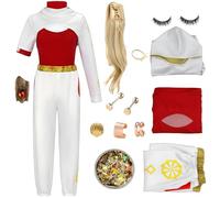 Costume de zombie Woman4 pour filles, déguisement de pom-pom girl Nova Cosplay avec perruque, boucles d'oreilles, bracelet, ensemble d'Halloween (a+wig, S)